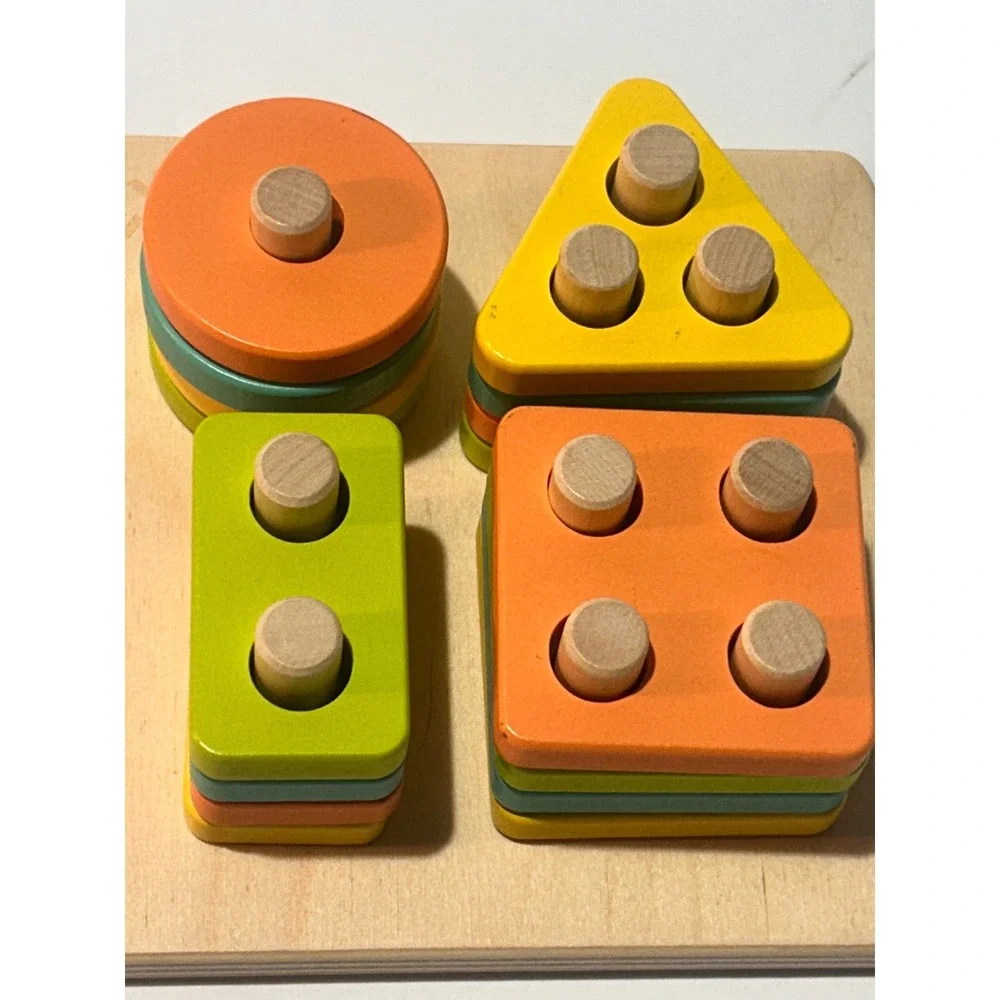 Lovevery Wooden Montessori Toy Set Stacking Peg Board and Sort Puzzle Toddler